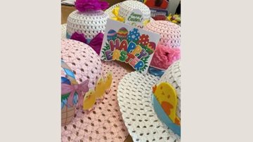 Easter bonnet making at Tregony care home